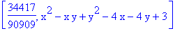 [34417/90909, x^2-x*y+y^2-4*x-4*y+3]